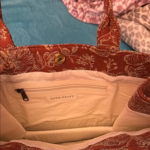 Antik Kraft Orange Floral Women's Bag - Picture 5 of 5